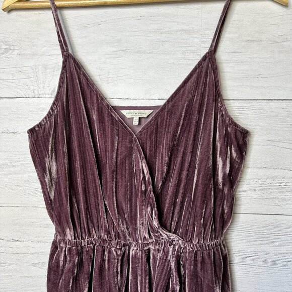 Lucky Brand Dress Womens Size XS Mauve Purple Faux Wrap Velvet Maxi Tulip Hem - Picture 9 of 16